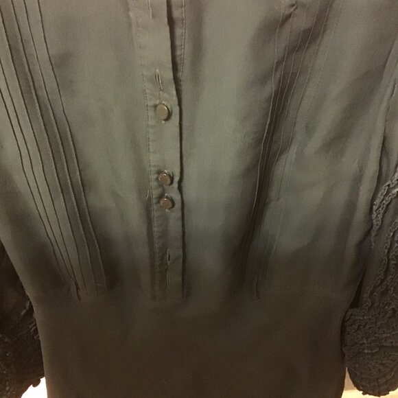 Catherine Malandrino Forest Green Dress with Shirred Sleeves - Picture 3 of 4